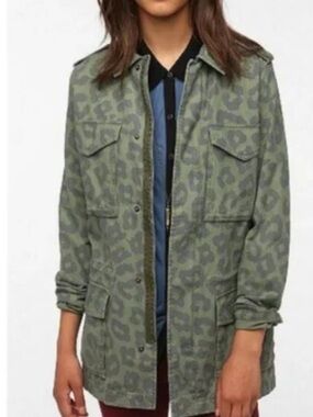 Urban Outfitters Ecote Olive Green Military Leopard Utility Jacket